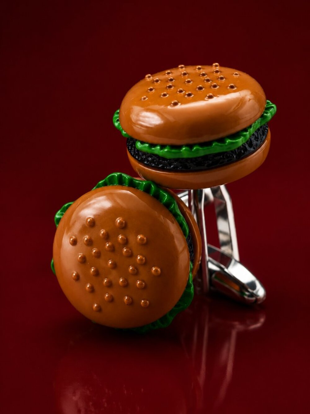 Hamburger Cufflinks Cook Out Novelty Food Burger links BBQ Father's Day